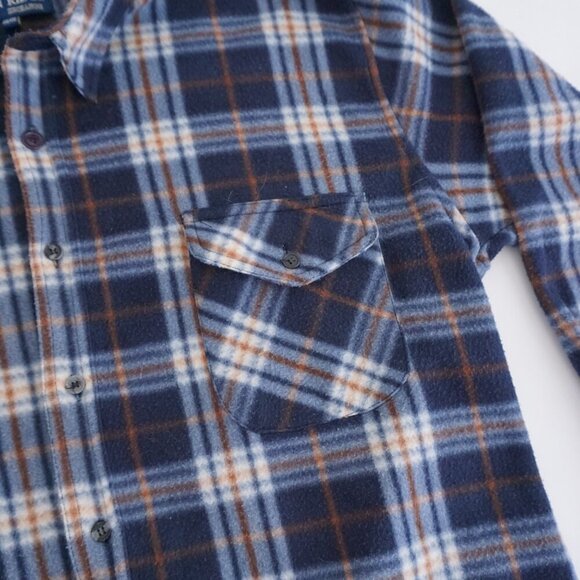 VTG '90S Urban Ridge Navy Blue Plaid Outdoors Warm Button Up Flannel Shirt 2XL - Picture 6 of 11